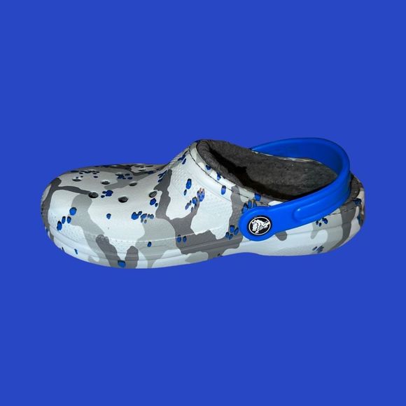 Little Kids Blue Camo Crocs CLASSIC LINED Crocband Clog Size J 2 - Picture 5 of 7